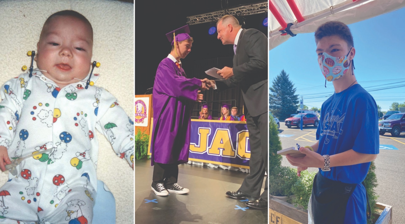 collage of images of Lisa Parramore's son Adam