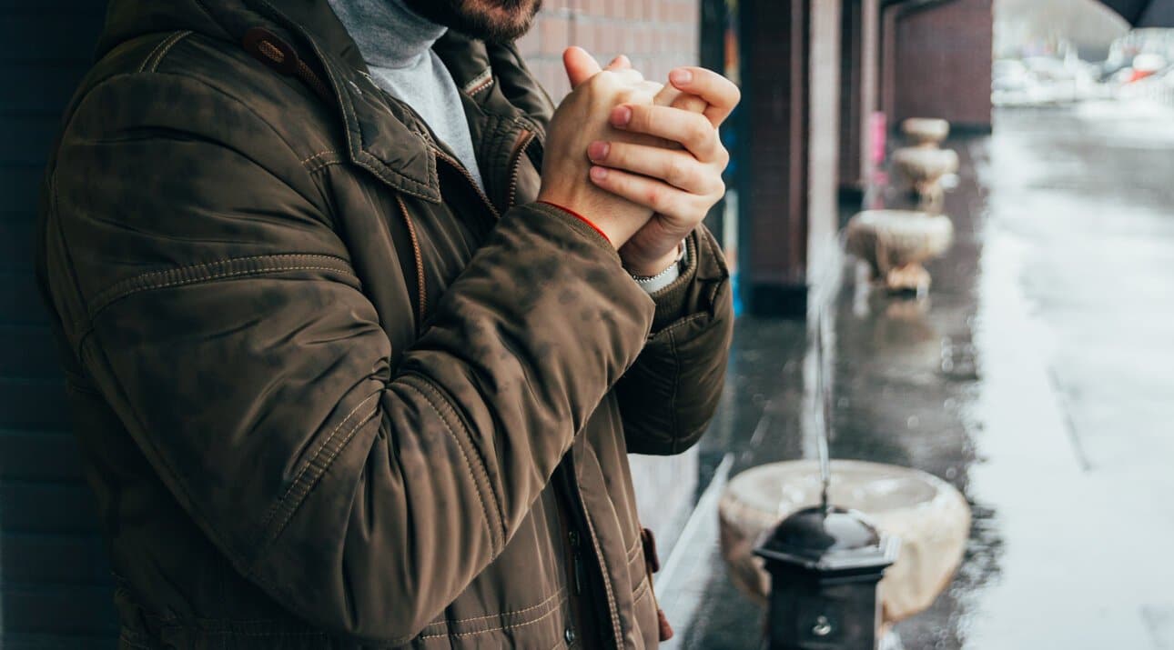 Man Warming up his hands